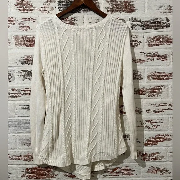 Cupio Sweater Ivory White Geo Raised Pattern Cotton Blend Stretch Sz M - Picture 5 of 9